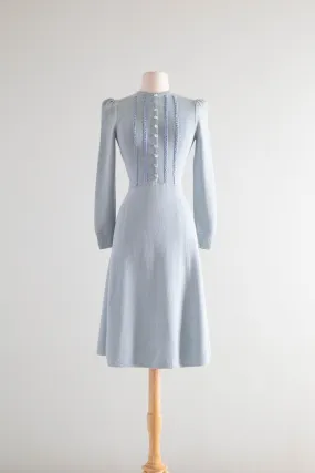 Beautiful Vintage 1970's St. John Knit Dress In Wallis Blue / SM