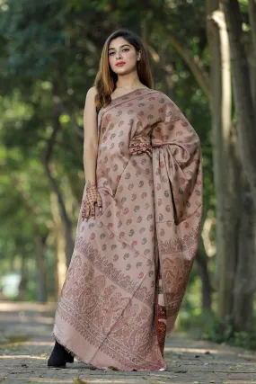 BEIGE COLOUR SHAWL WITH ZARI & KANI WORK DEFINES ROYAL AND LUXURIOUS EXTREMELY COMFORTABLE FOR ALL EVENTS