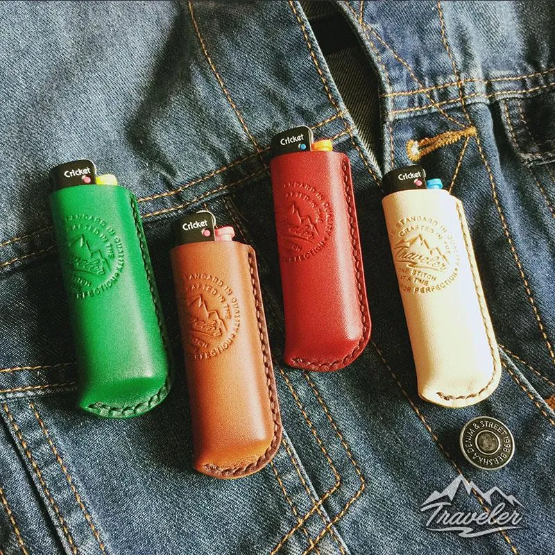 Beige Leather Mens Engraved Carp Cigarette Holder Case Vintage Custom Cigarette Case for Men
