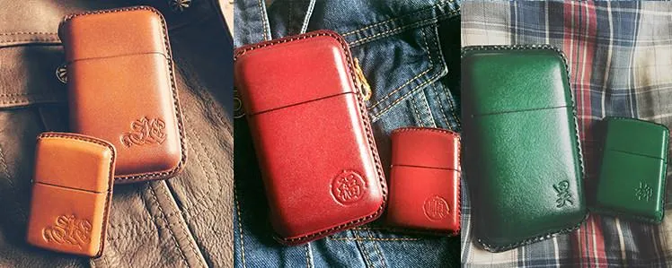Beige Leather Mens Engraved Carp Cigarette Holder Case Vintage Custom Cigarette Case for Men