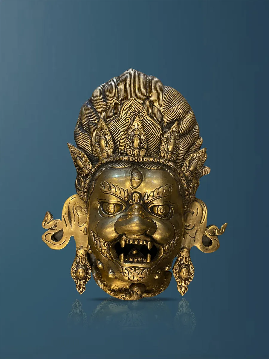 Bhairav (Shiva) in Vintage Style Brass Mask