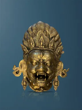 Bhairav (Shiva) in Vintage Style Brass Mask