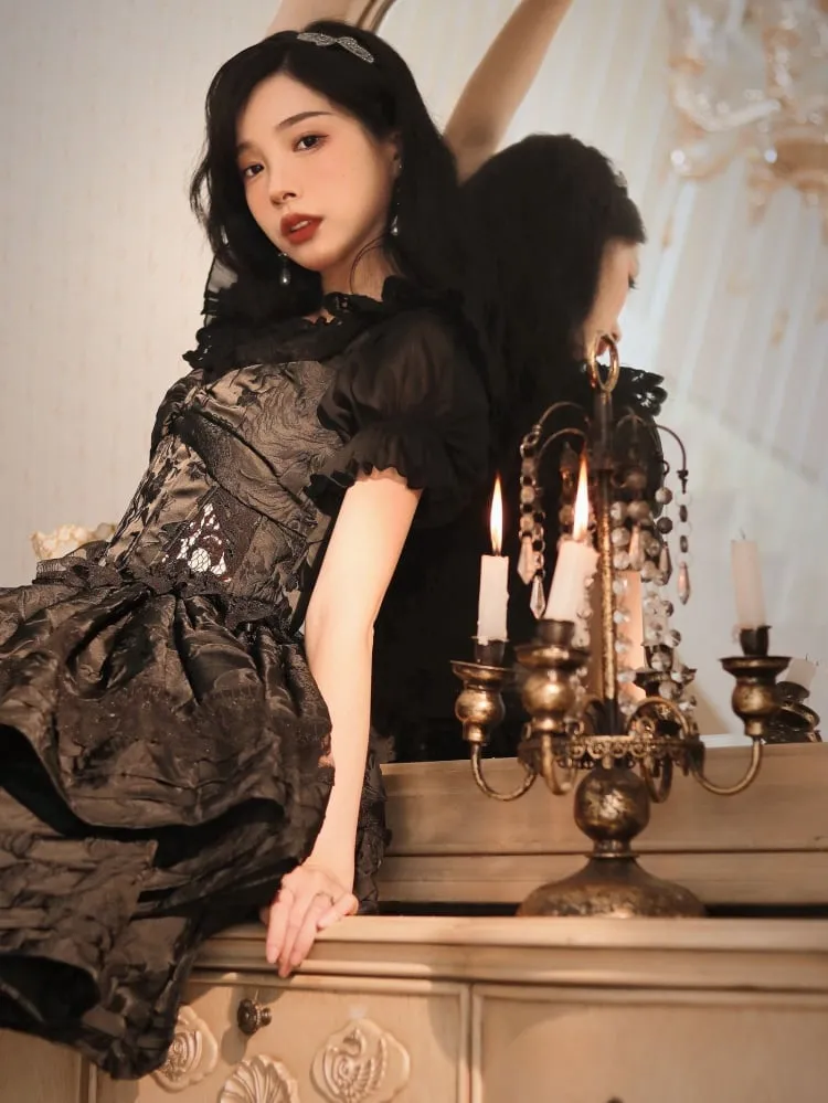 Black Balletcore Tiered Skirt