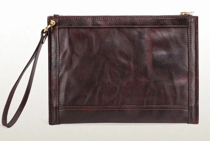 BLACK Coffee MENS LEATHER SLIM ZIPPER CLUTCH WRISTLET PURSE BAG CLUTCH BAG FOR MEN