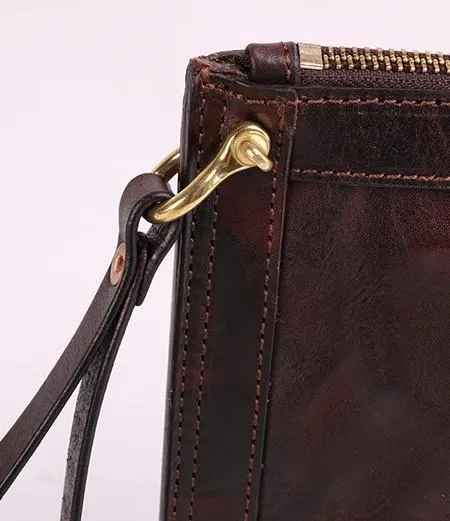 BLACK Coffee MENS LEATHER SLIM ZIPPER CLUTCH WRISTLET PURSE BAG CLUTCH BAG FOR MEN