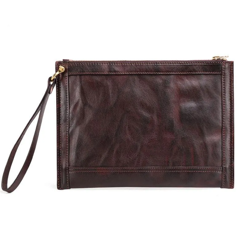 BLACK Coffee MENS LEATHER SLIM ZIPPER CLUTCH WRISTLET PURSE BAG CLUTCH BAG FOR MEN