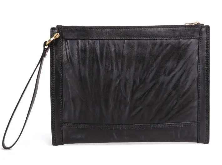 BLACK Coffee MENS LEATHER SLIM ZIPPER CLUTCH WRISTLET PURSE BAG CLUTCH BAG FOR MEN