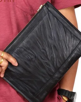 BLACK Coffee MENS LEATHER SLIM ZIPPER CLUTCH WRISTLET PURSE BAG CLUTCH BAG FOR MEN