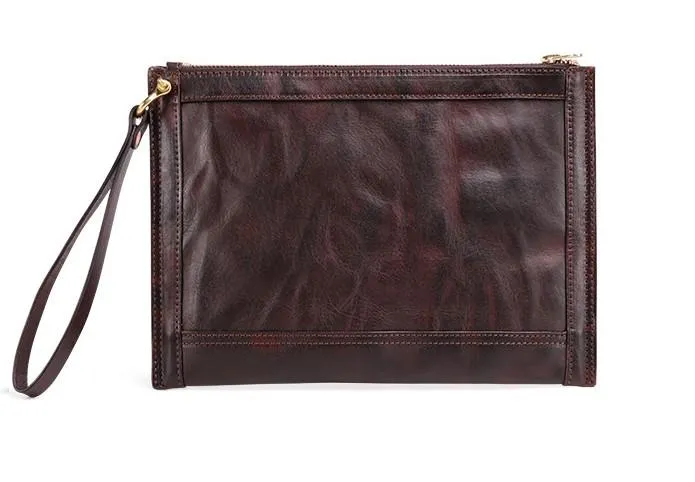 BLACK Coffee MENS LEATHER SLIM ZIPPER CLUTCH WRISTLET PURSE BAG CLUTCH BAG FOR MEN