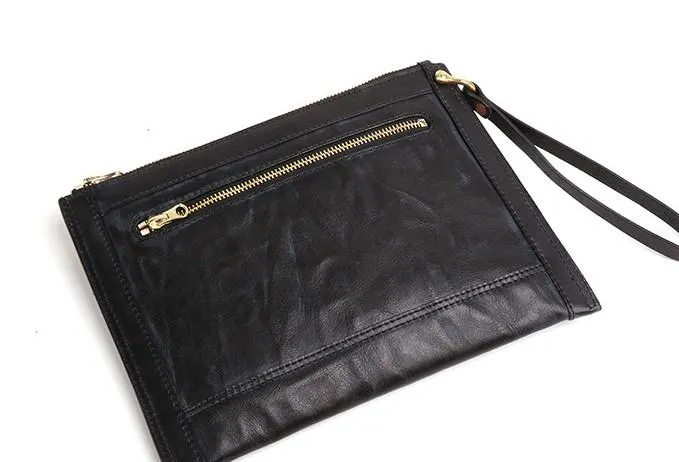 BLACK Coffee MENS LEATHER SLIM ZIPPER CLUTCH WRISTLET PURSE BAG CLUTCH BAG FOR MEN