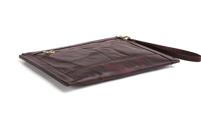 BLACK Coffee MENS LEATHER SLIM ZIPPER CLUTCH WRISTLET PURSE BAG CLUTCH BAG FOR MEN