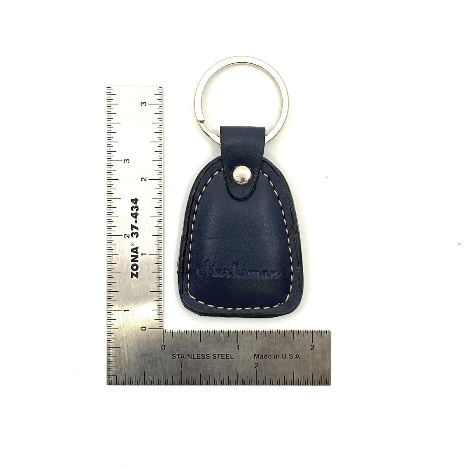 Black Leather “Marksman” Keychain Luggage Tag Charm