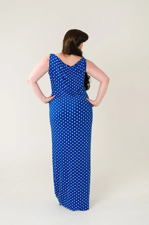 Blue Polka Dot Retro Dress Up To UK16