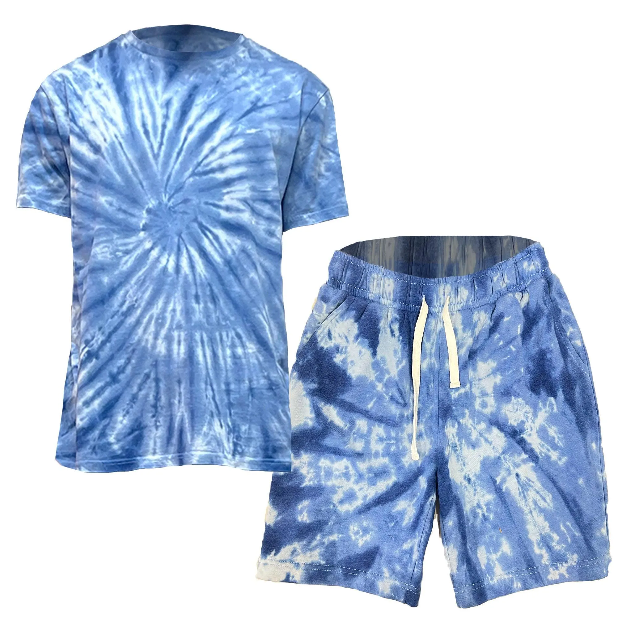 Blue Swirl Tye Dye Tshirt Short Set