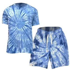 Blue Swirl Tye Dye Tshirt Short Set