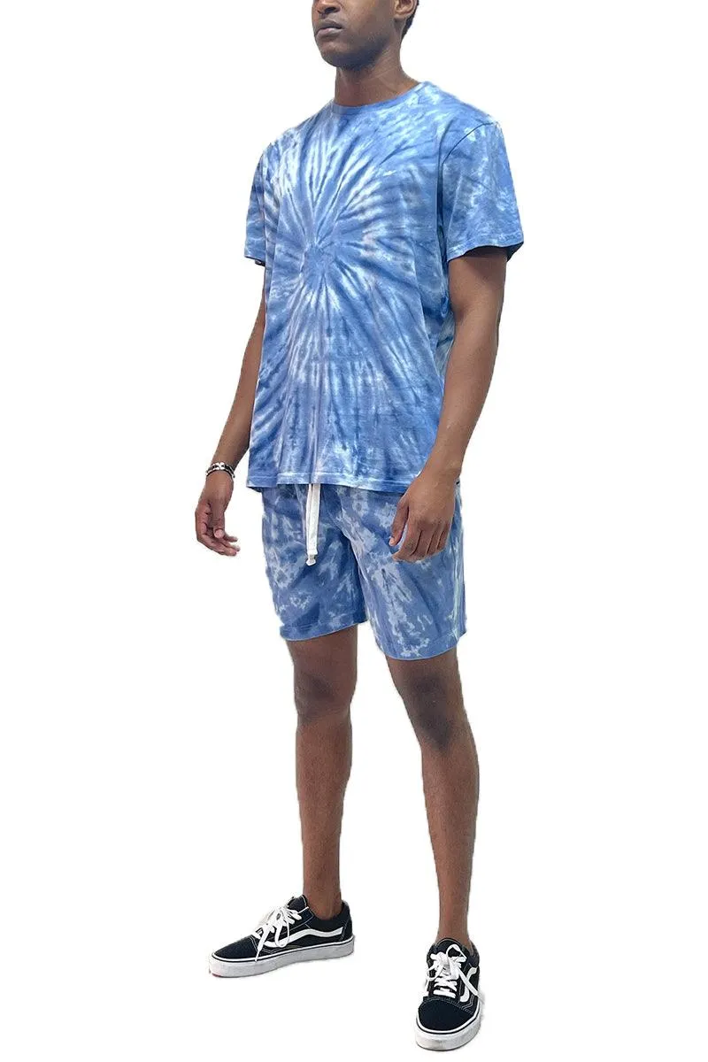 Blue Swirl Tye Dye Tshirt Short Set
