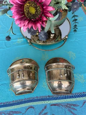 Brass Planter, Wall Mount, Rope Detail, 2 Available