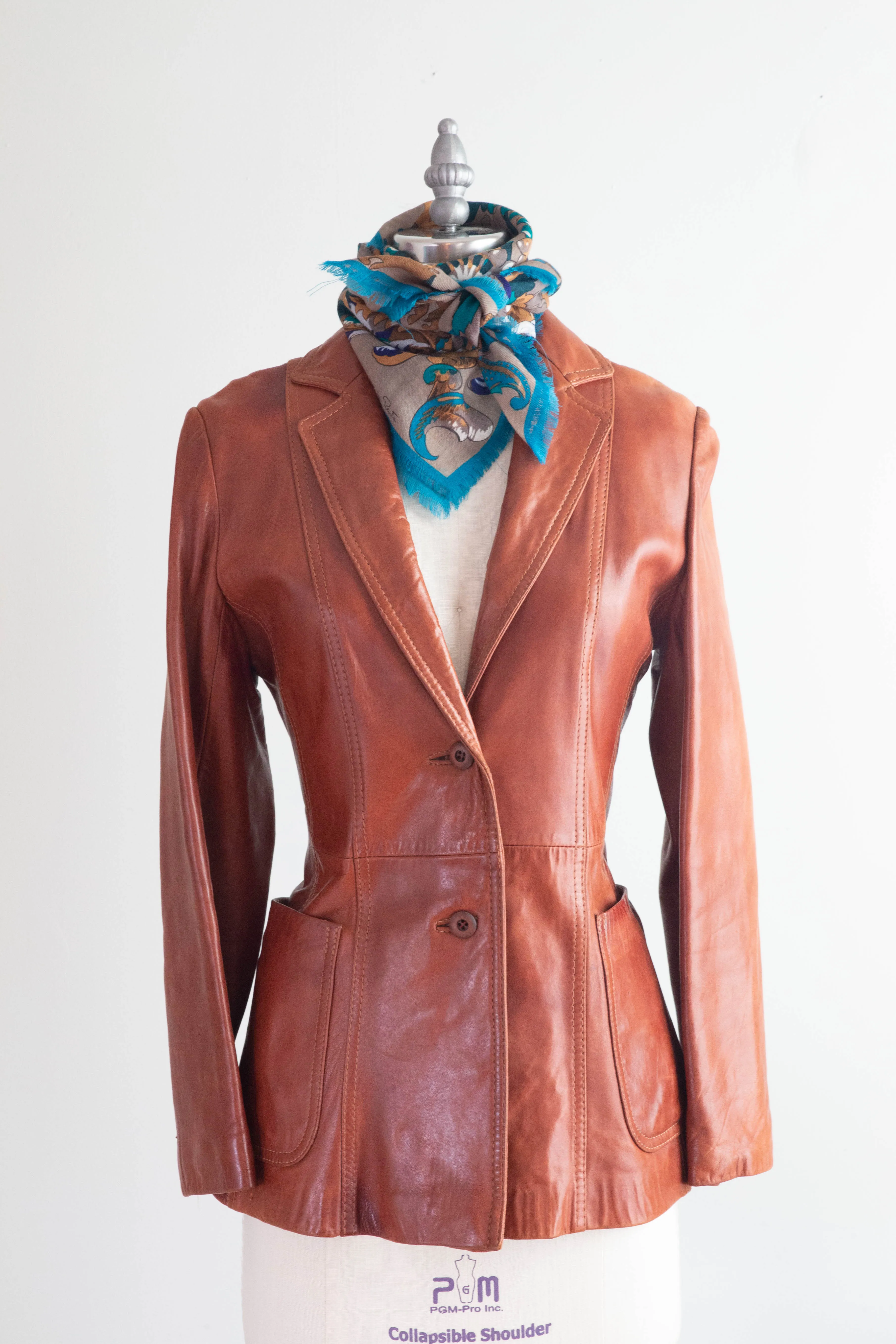 Buttery Soft 1970's Tobacco Brown Leather Blazer Jacket / Small