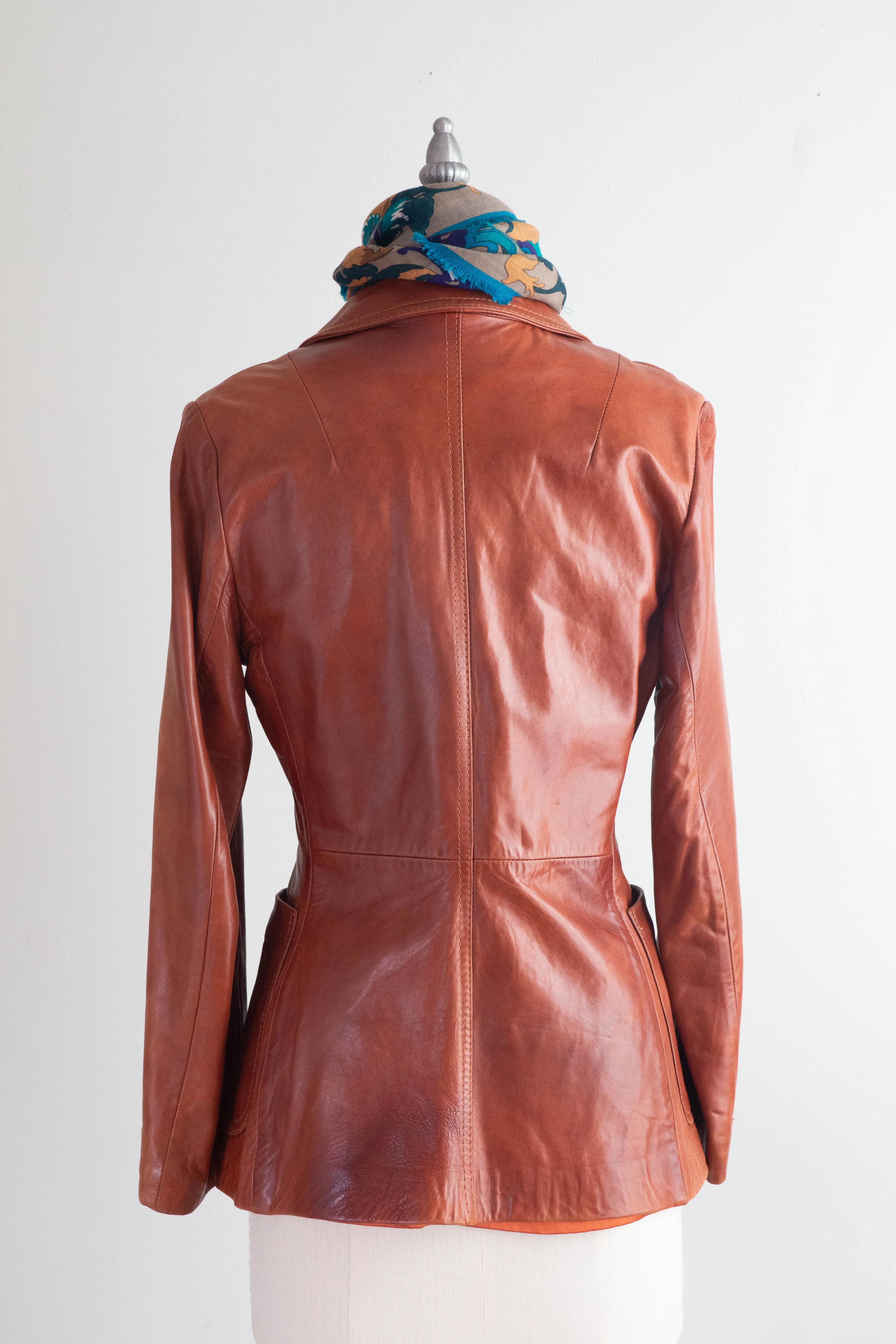 Buttery Soft 1970's Tobacco Brown Leather Blazer Jacket / Small