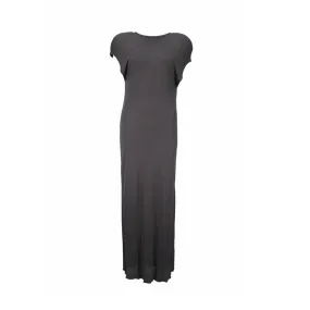 CALVIN KLEIN 1980s Gray Rayon Open Neck Maxi Dress