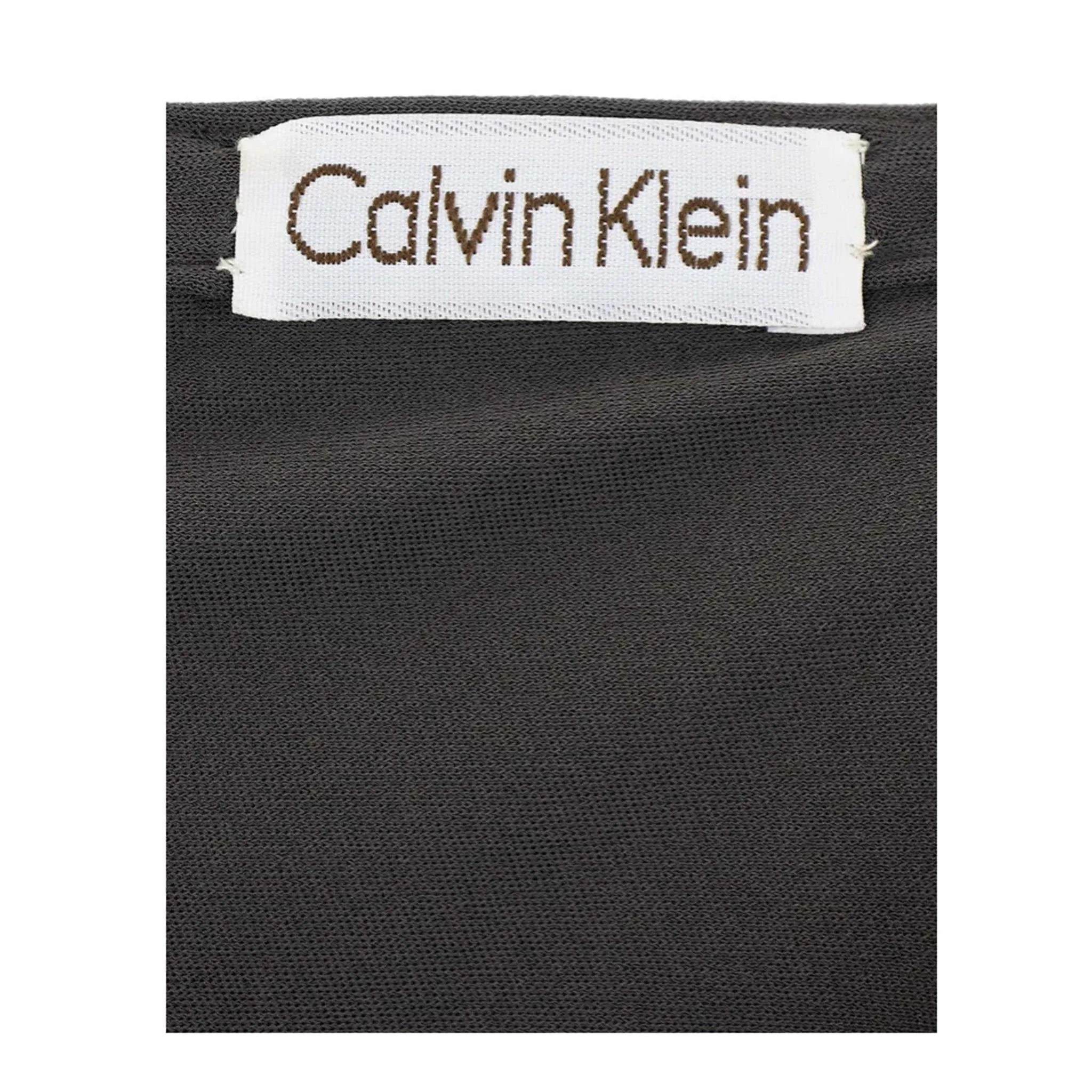 CALVIN KLEIN 1980s Gray Rayon Open Neck Maxi Dress