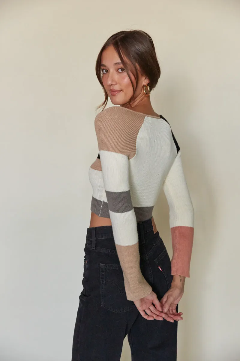 Carina Long Sleeve Colorblock Sweater