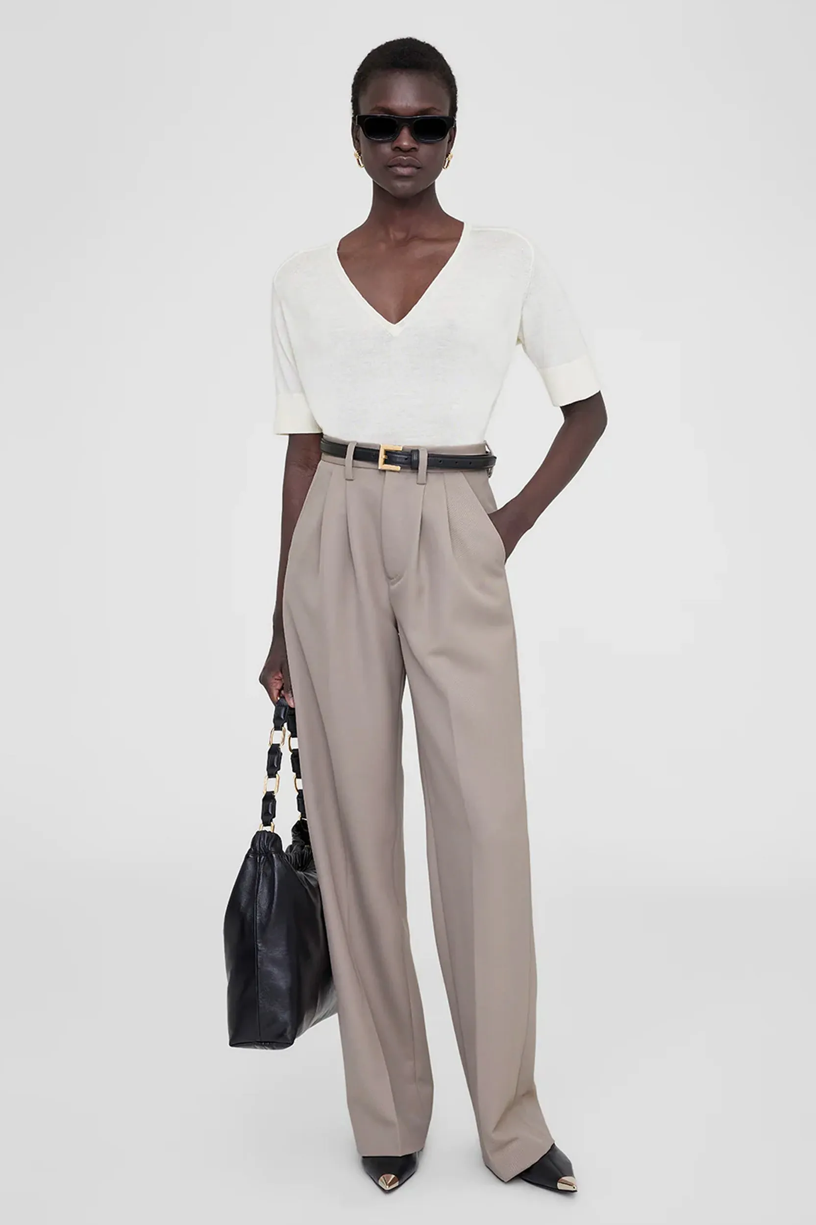 Carrie Pant in Taupe