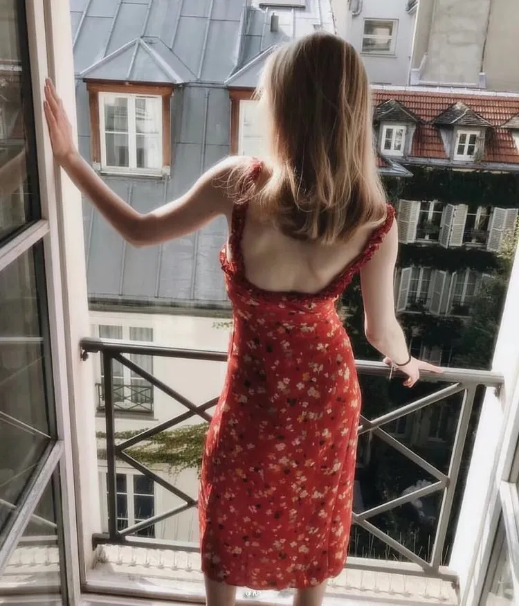 Casual Corset Red Fleur Floral Ruffle Strap Button Up Floral Dress