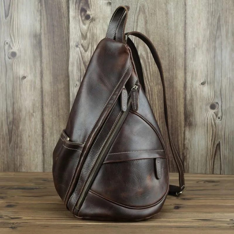 Casual Genuine Leather Travel Backpack Black Brown - Dark