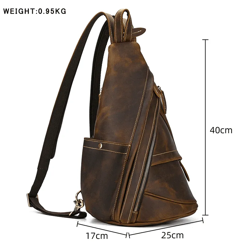 Casual Genuine Leather Travel Backpack Black Brown - Dark