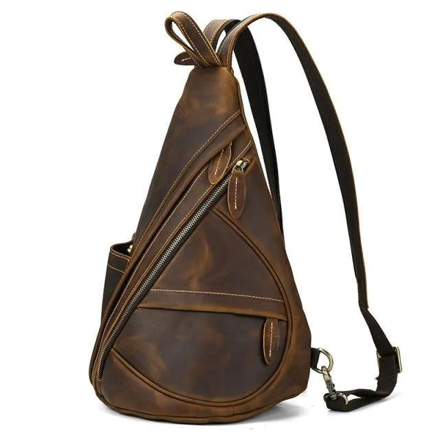 Casual Genuine Leather Travel Backpack Black Brown - Dark