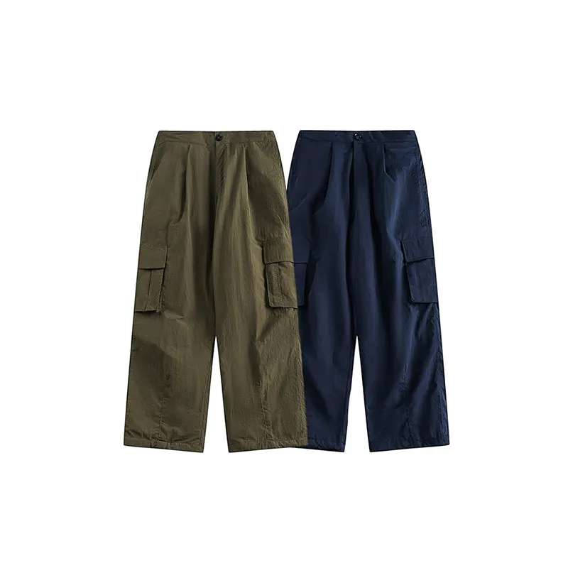 Casual Vintage Cargo Wide-leg Pants with Large Pockets