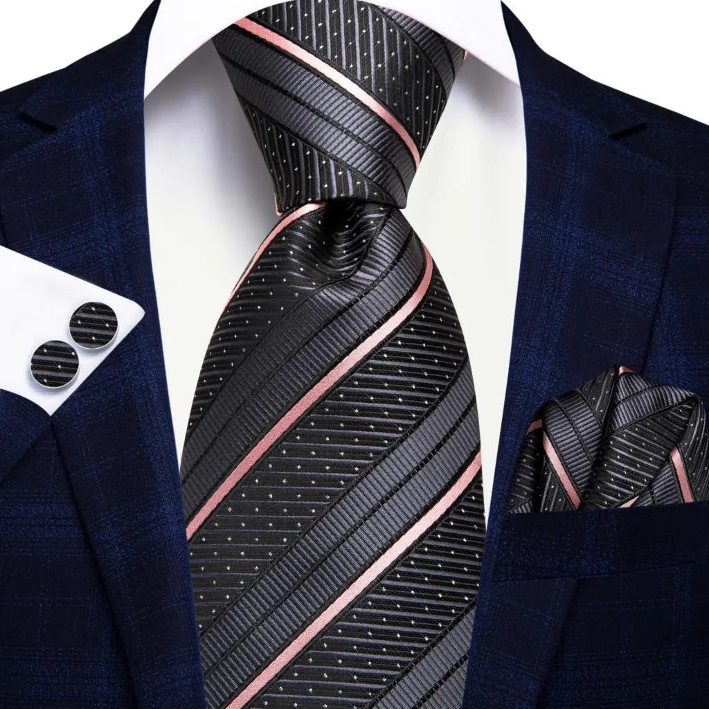 Champagne Gold Striped Paisley Solid Mens Silk Wedding Tie