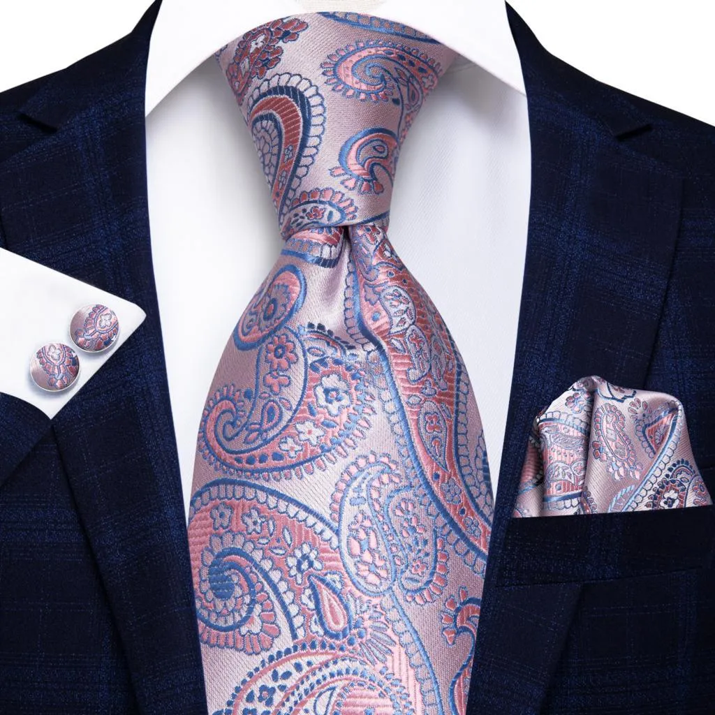 Champagne Gold Striped Paisley Solid Mens Silk Wedding Tie
