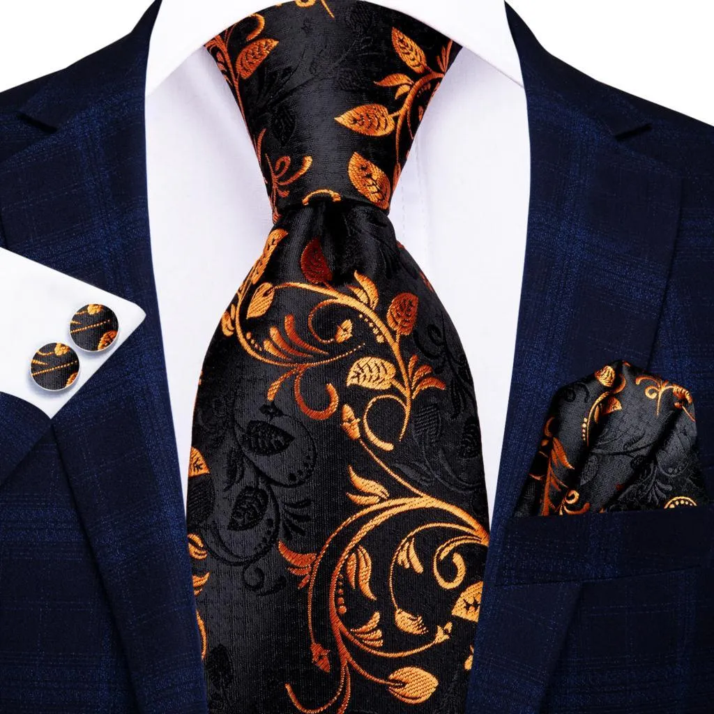 Champagne Gold Striped Paisley Solid Mens Silk Wedding Tie
