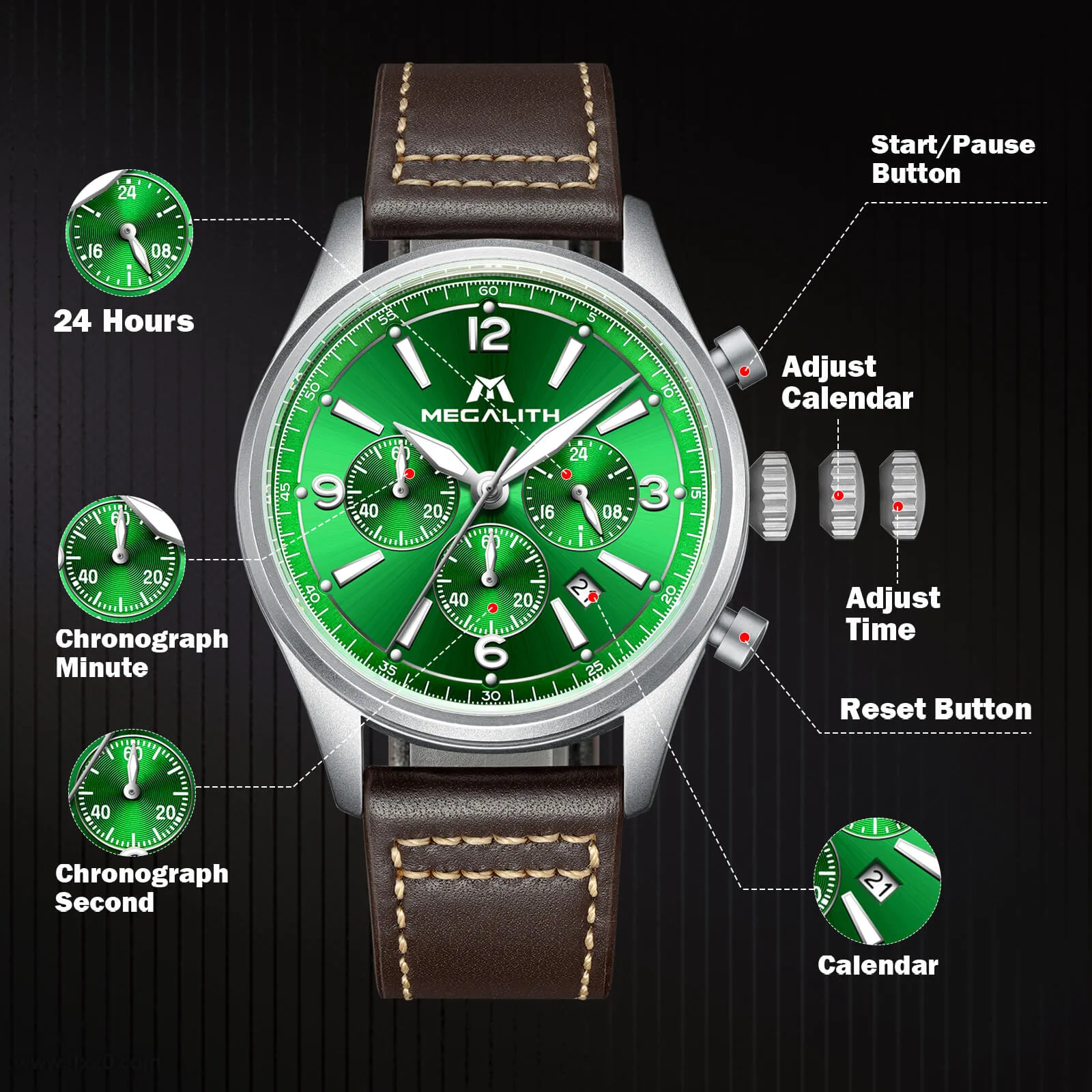 Chronograph Watch | Leather Band | 8246M