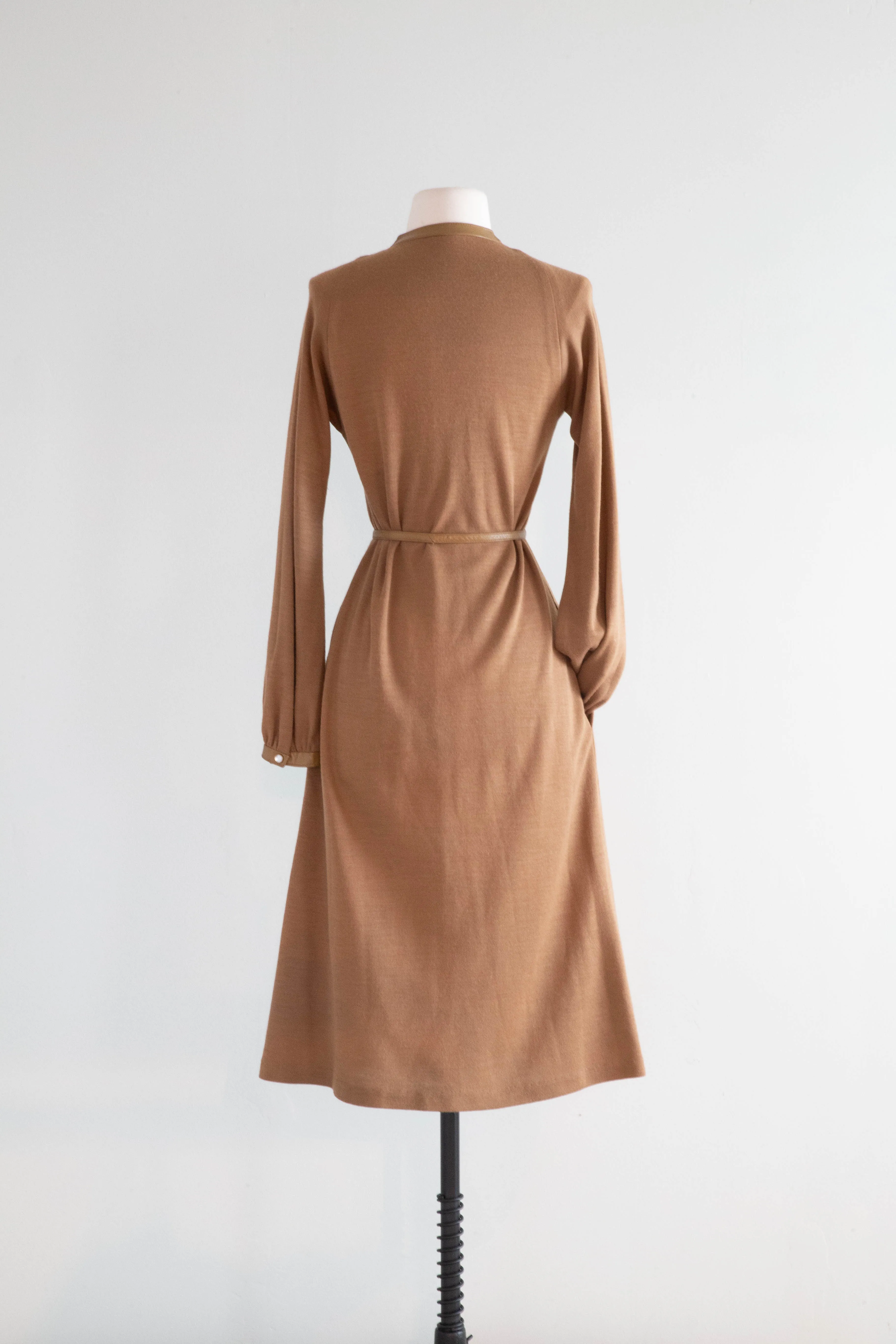 Classic Chic Bonnie Cashin Cocoa Wool Jersey Day Dress / Medium