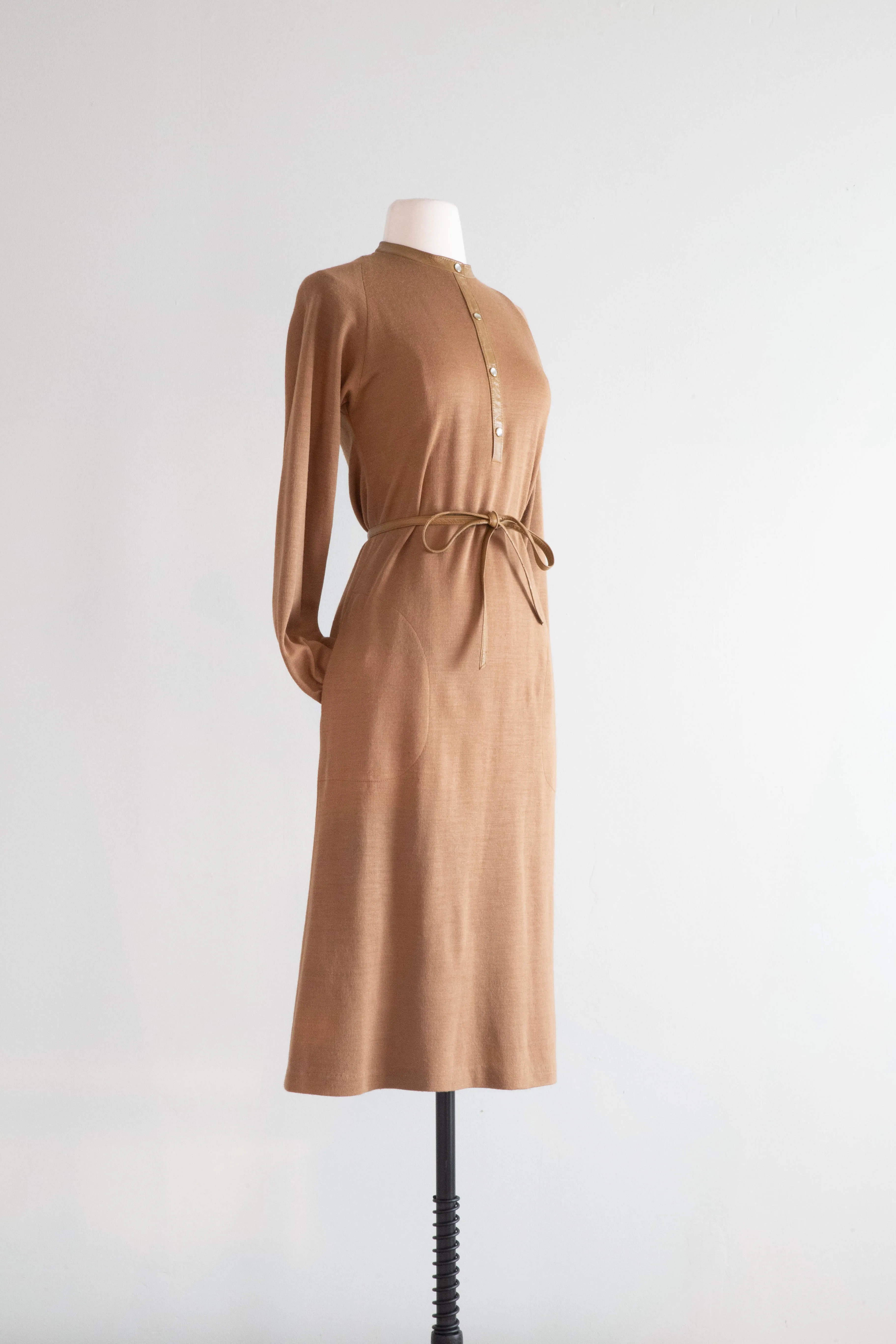 Classic Chic Bonnie Cashin Cocoa Wool Jersey Day Dress / Medium