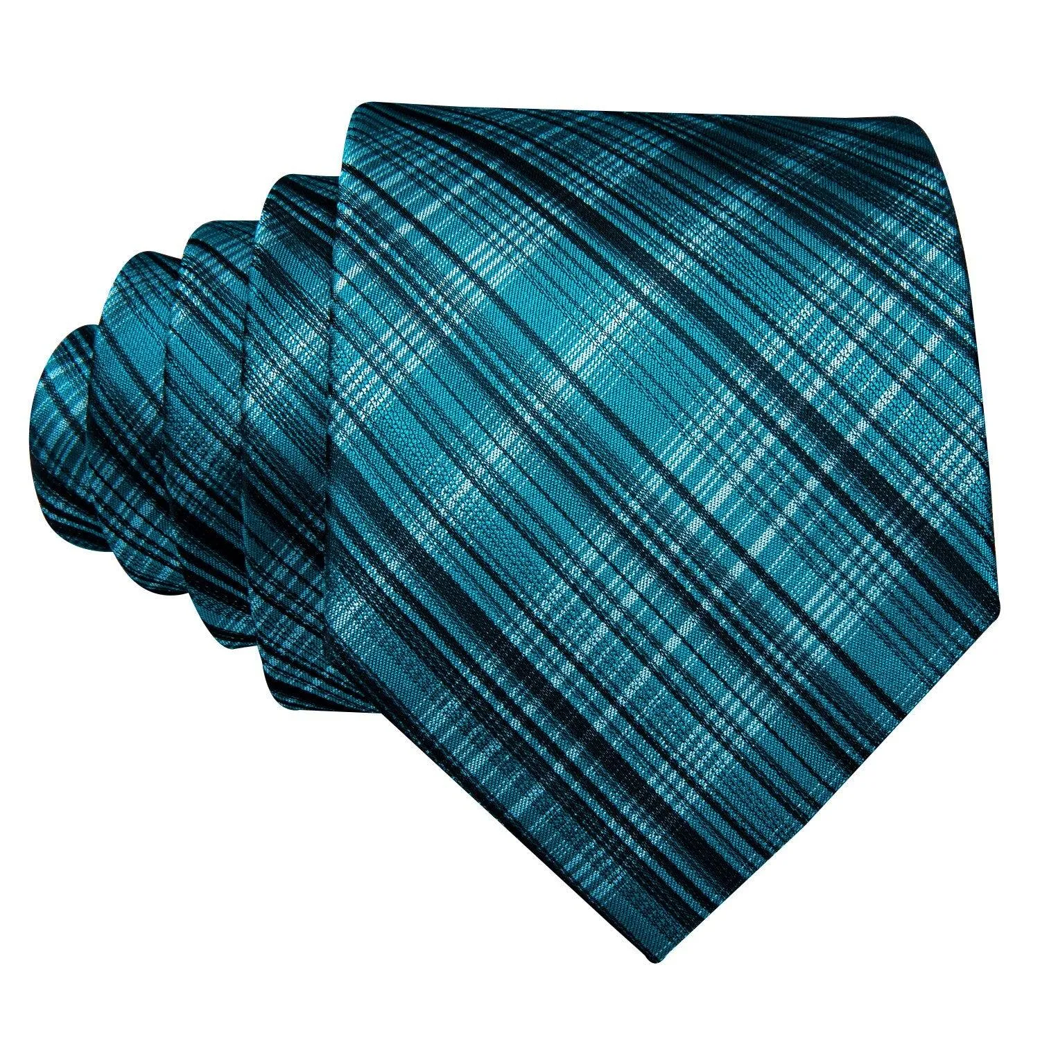 Classic Teal Stripe Ties For Men Elegant Silk High Quality