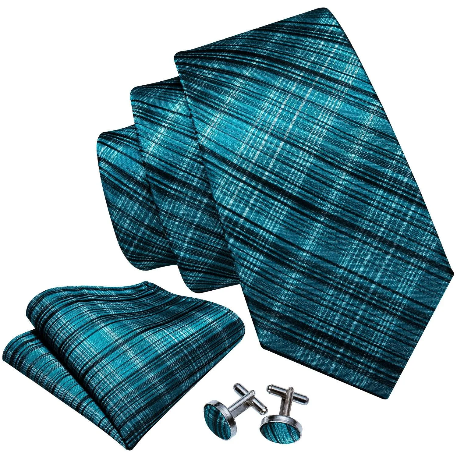 Classic Teal Stripe Ties For Men Elegant Silk High Quality