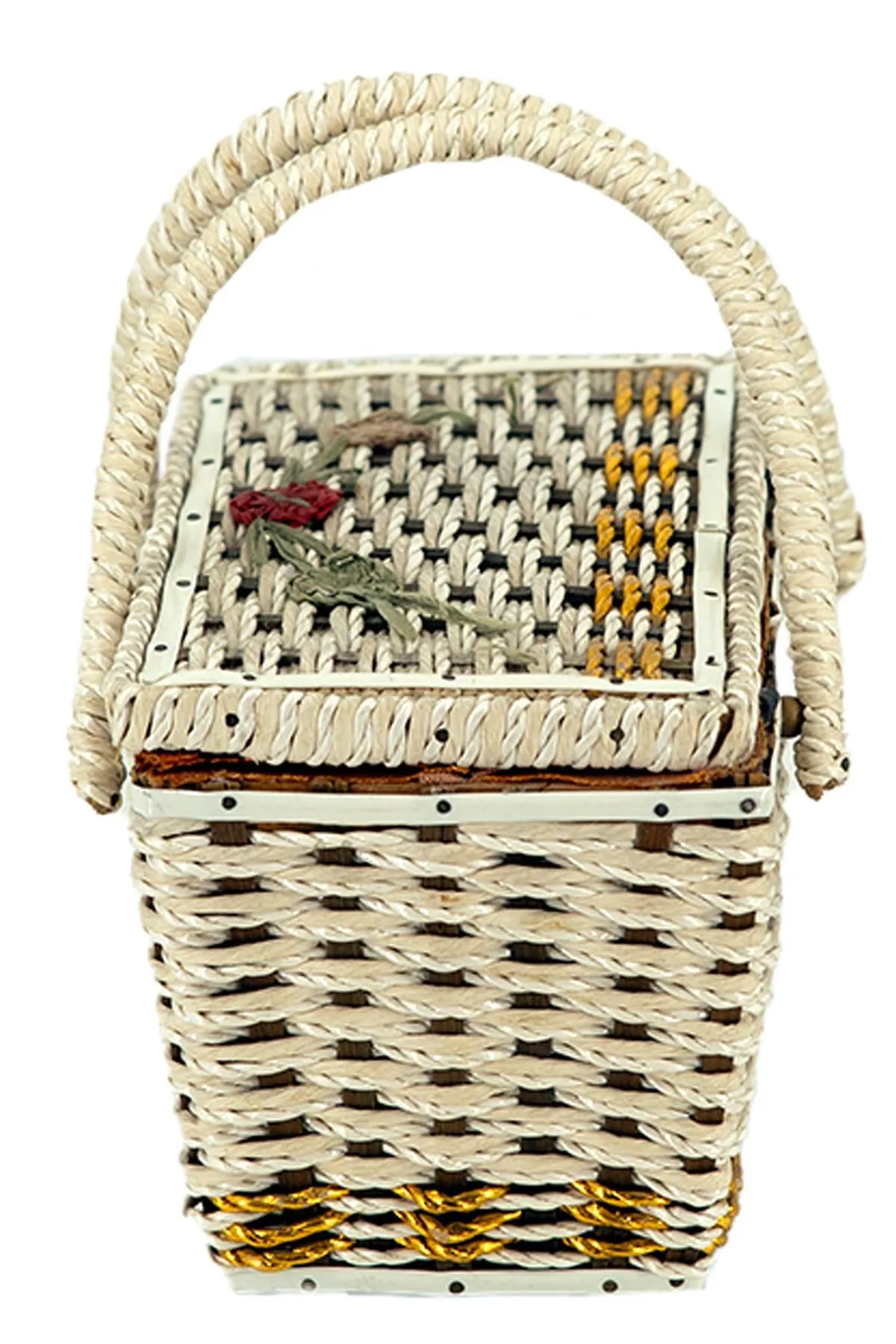 Compact White Vintage Musical Basket Bag