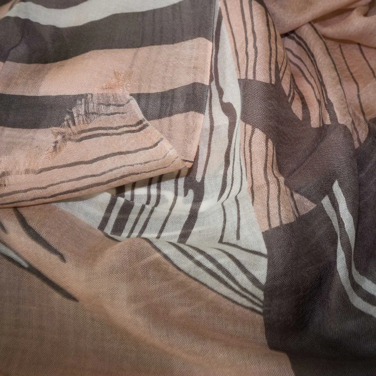 Dark Brown and Peach Color Abstraction Fashion Scarves Wrap