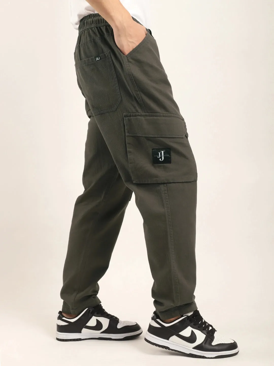 Dark Grey Cotton Stretch Plus Size Cargo