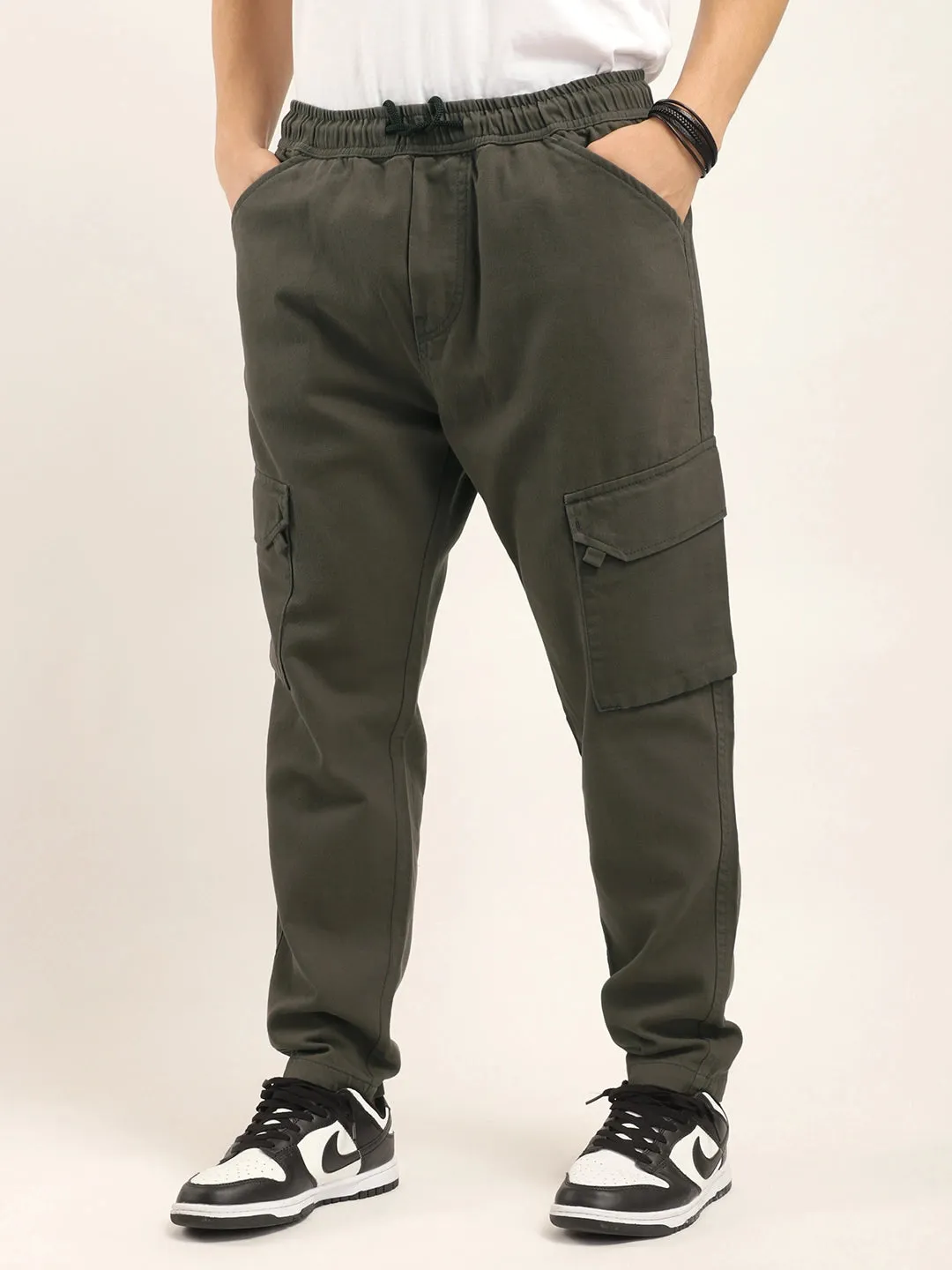 Dark Grey Cotton Stretch Plus Size Cargo