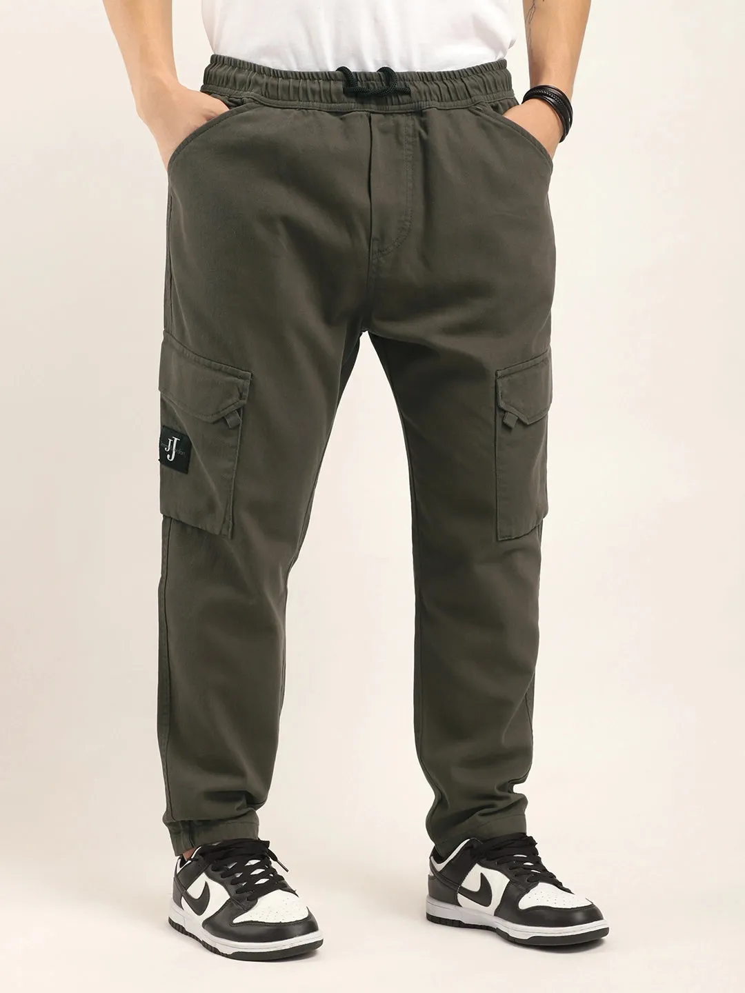 Dark Grey Cotton Stretch Plus Size Cargo