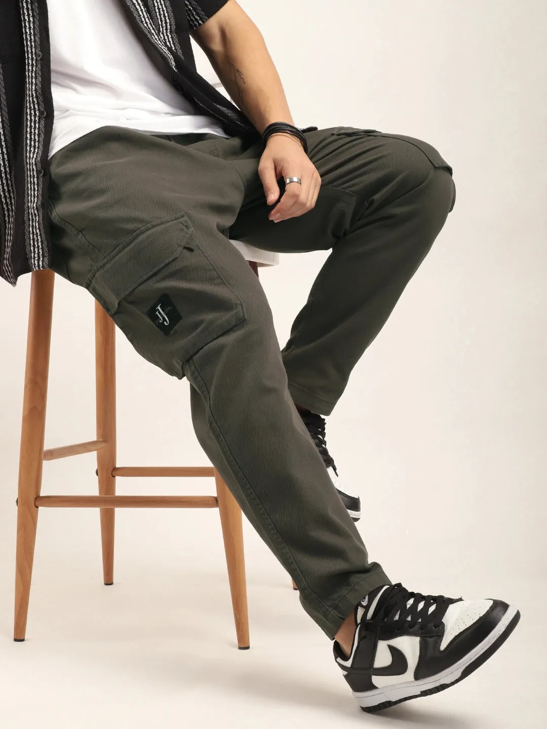 Dark Grey Cotton Stretch Plus Size Cargo