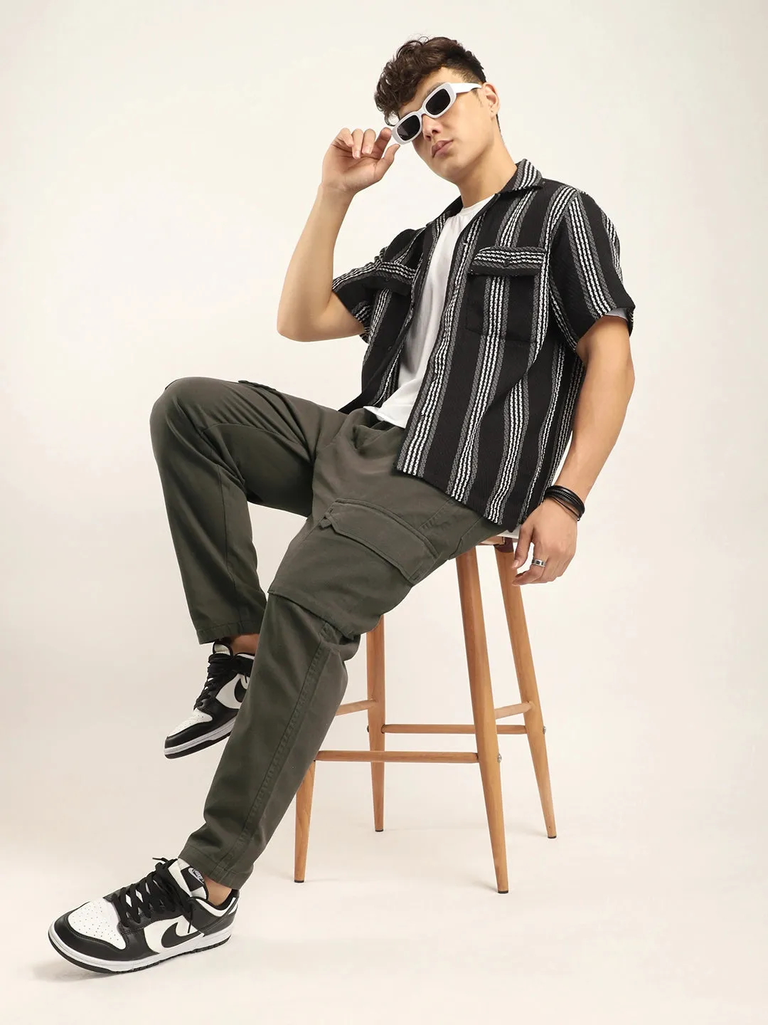 Dark Grey Cotton Stretch Plus Size Cargo