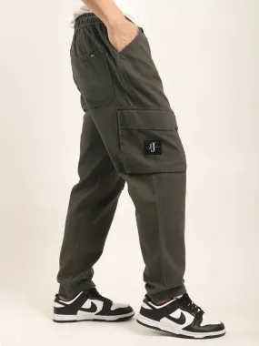 Dark Grey Cotton Stretch Plus Size Cargo