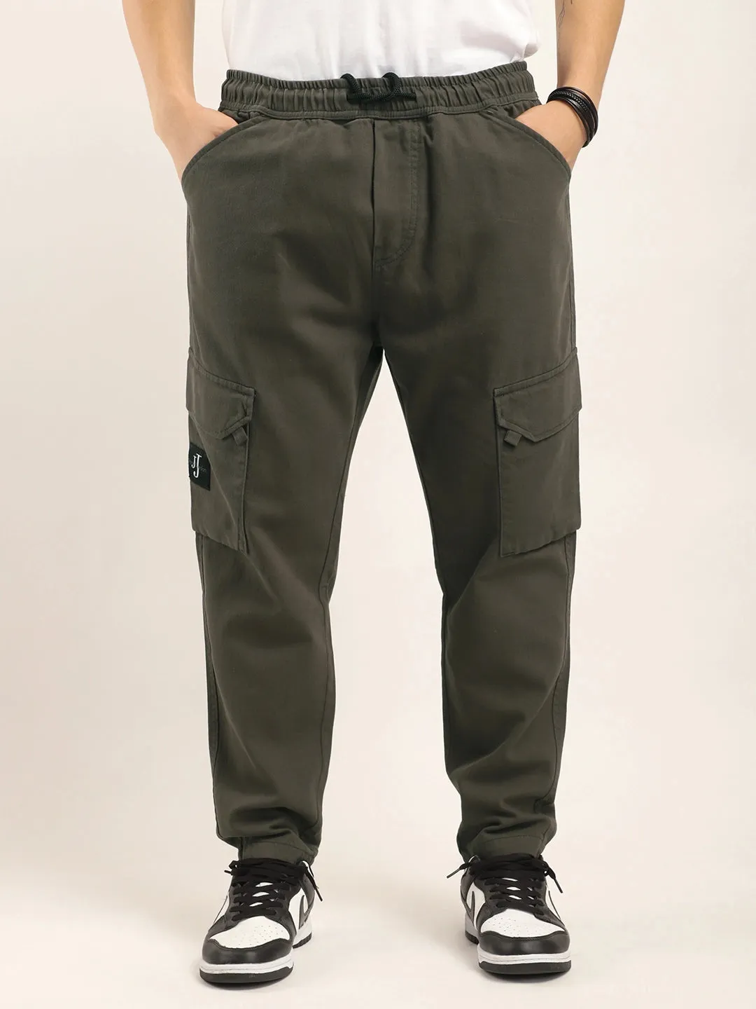 Dark Grey Cotton Stretch Plus Size Cargo