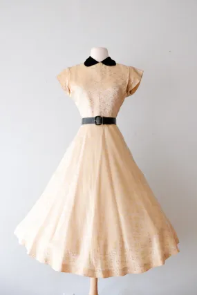 Darling 1950's Black & Gold Brocade Party Dress / Sz S